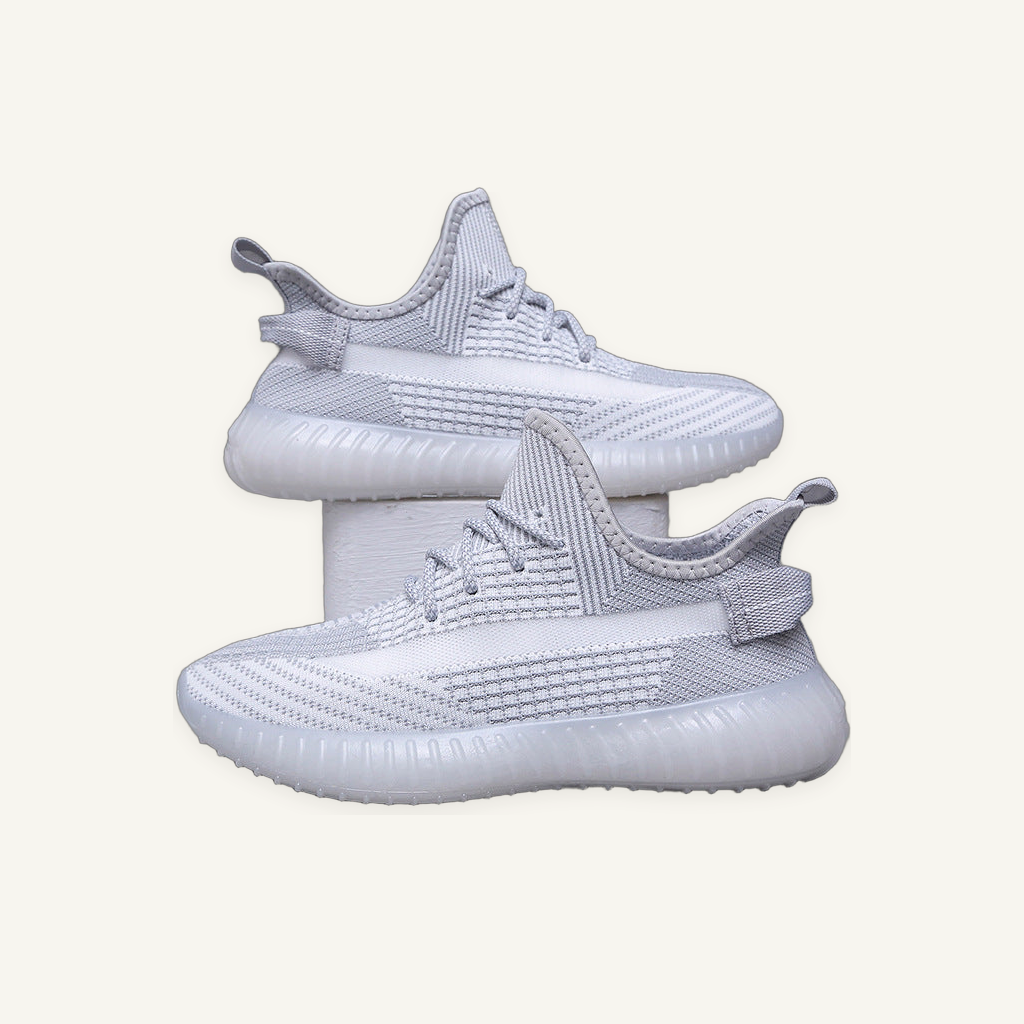 Knit Lace-Up Sneakers with Heel Pull Tabs and Ribbed Sole