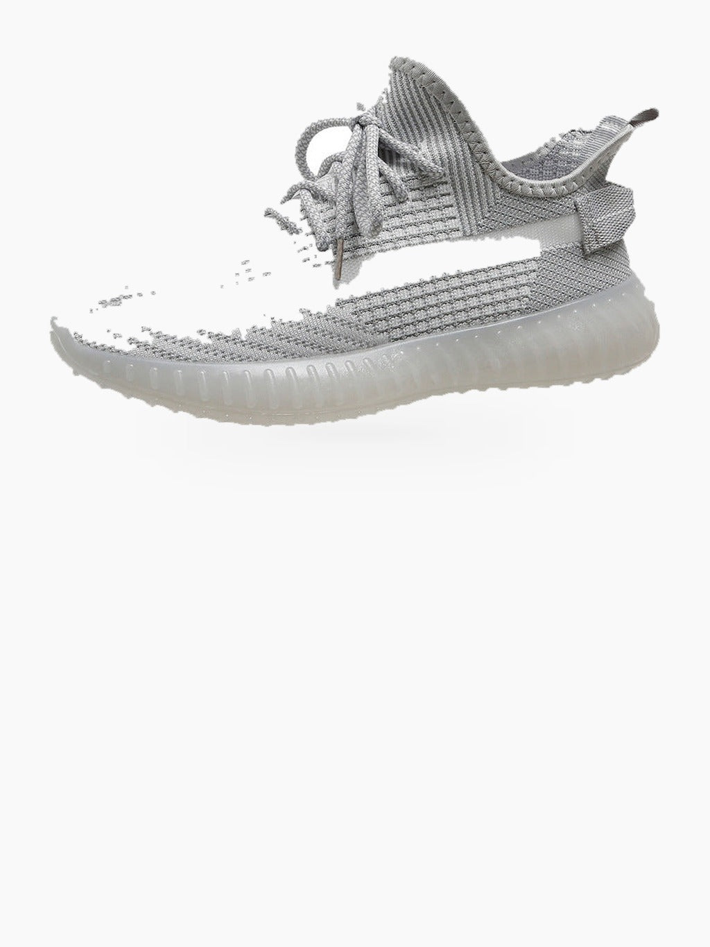 Knit Lace-Up Sneakers with Heel Pull Tabs and Ribbed Sole