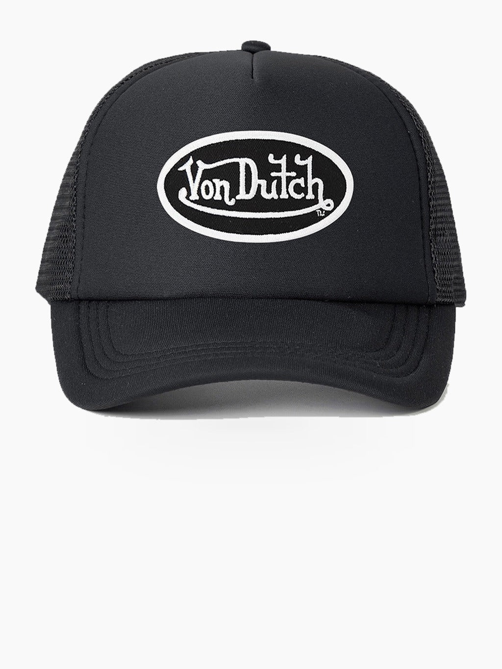 Adjustable Trucker Cap with Embroidered Graphic and Curved Brim