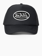 Adjustable Trucker Cap with Embroidered Graphic and Curved Brim