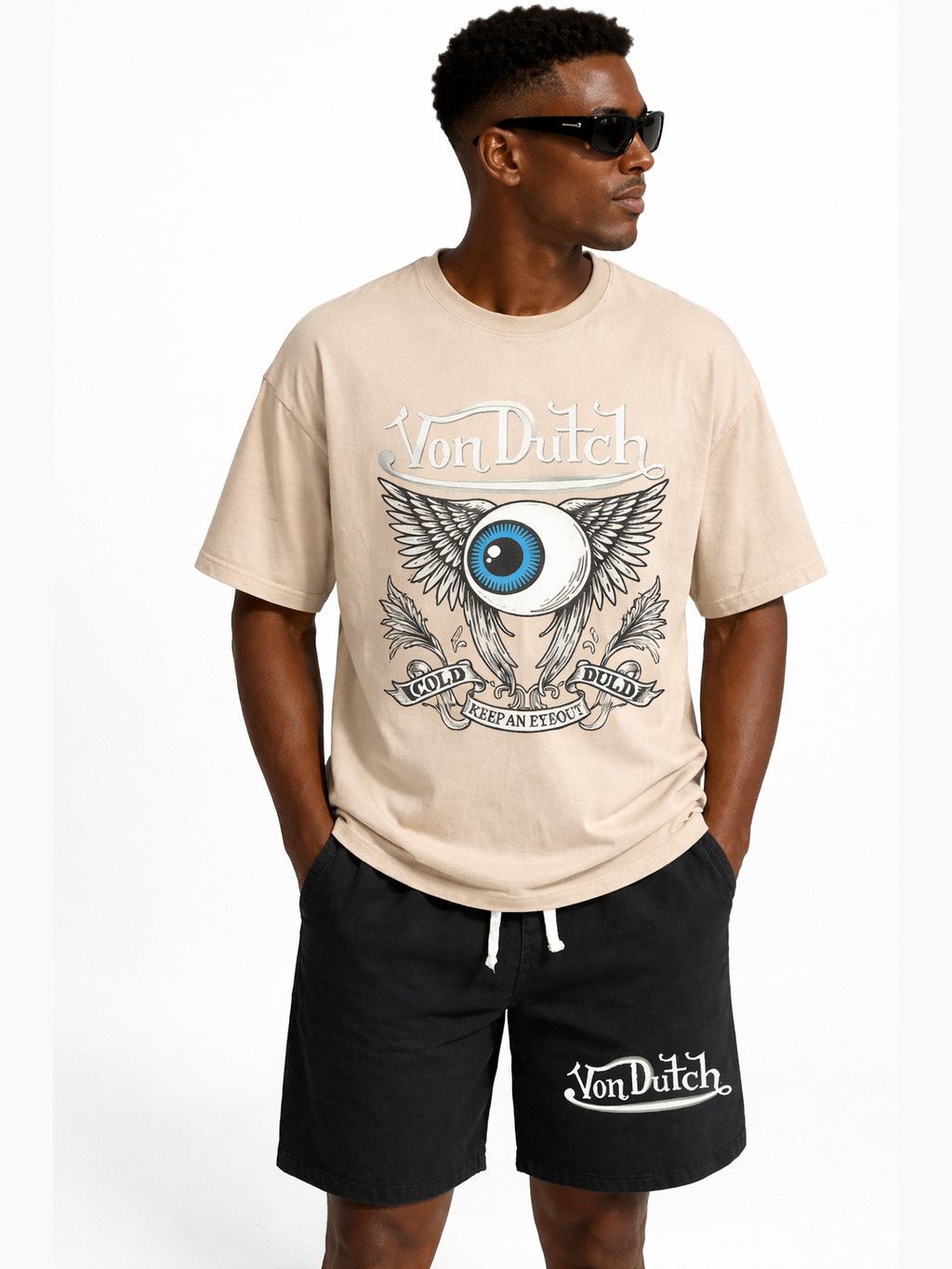 Men's Graphic Crew Neck T-Shirt and Drawstring Shorts Set