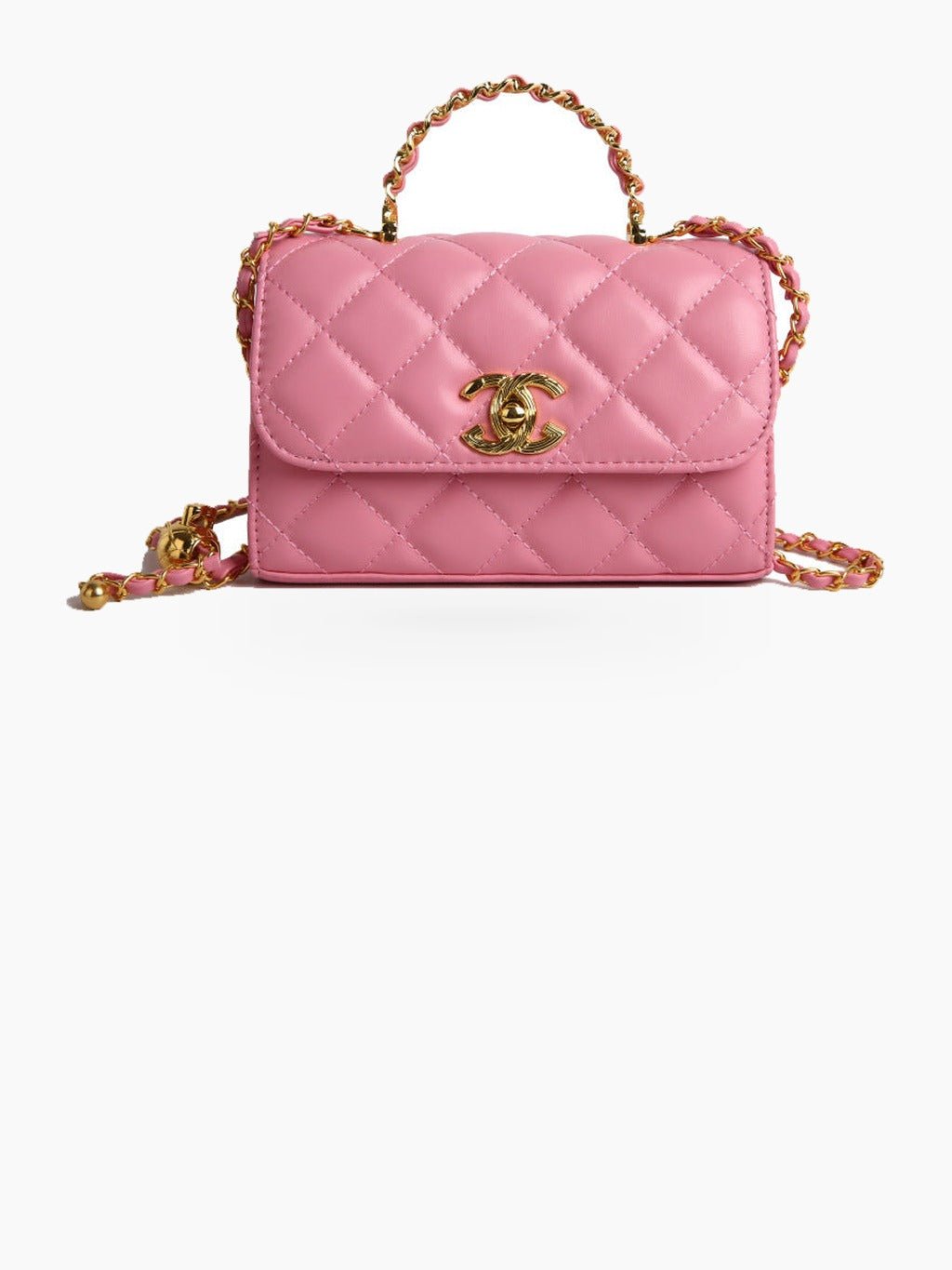 Quilted Flap Crossbody Bag with Chain Strap and Top Handle