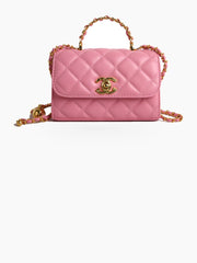 Quilted Flap Crossbody Bag with Chain Strap and Top Handle