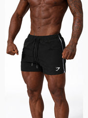 Men's Running Shorts with Elastic Drawstring Waist and Side Stripe