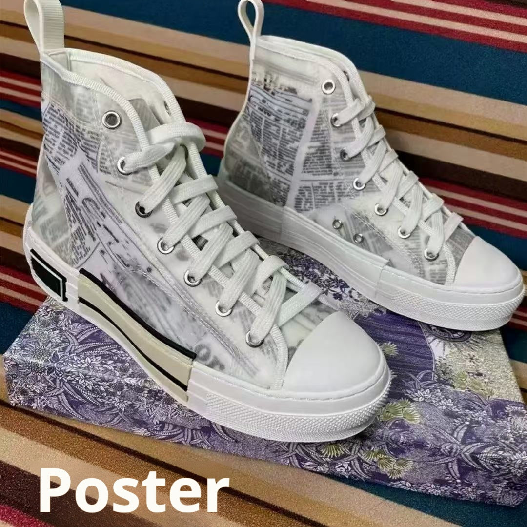 Unisex 2025 spring summer new mesh letter high top casual and versatile little white shoes women's canvas sneakers