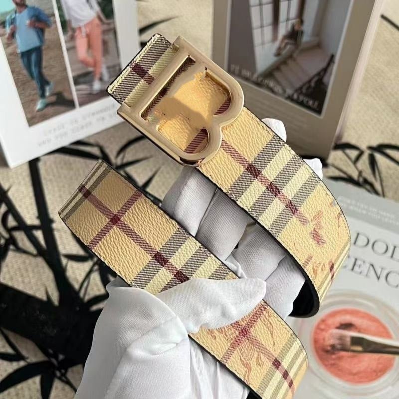 Men's Patterned Belt with Adjustable Rectangular Buckle