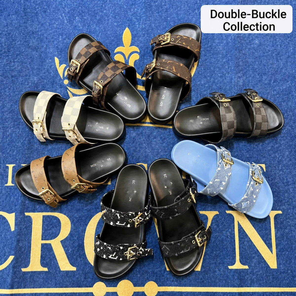 Two Strap Open Toe Sandals with Adjustable Buckles