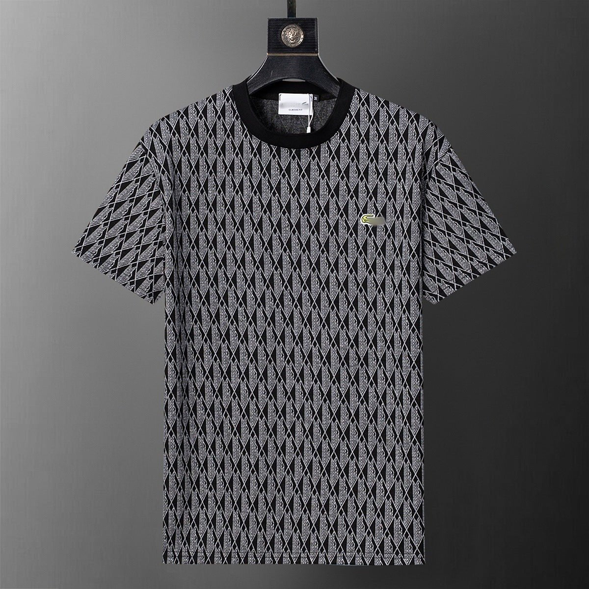 Checkerboard Crew Neck Short Sleeve T Shirt