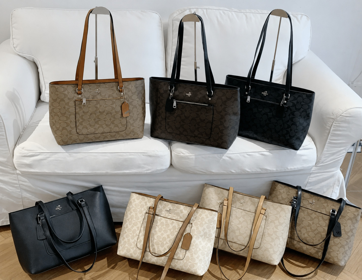 Structured Tote Bag with Top Zip and Front Zip Pocket