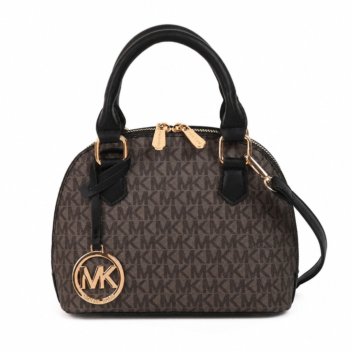 Structured Dome Satchel with Top Handles and Removable Crossbody Strap