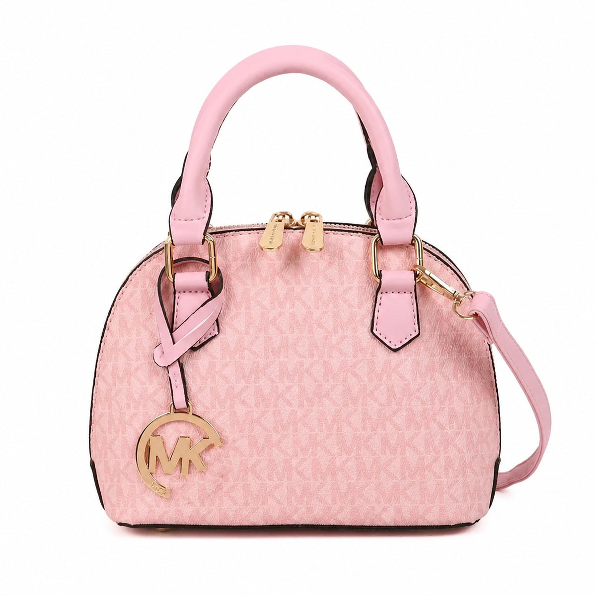 Structured Dome Satchel with Top Handles and Removable Crossbody Strap