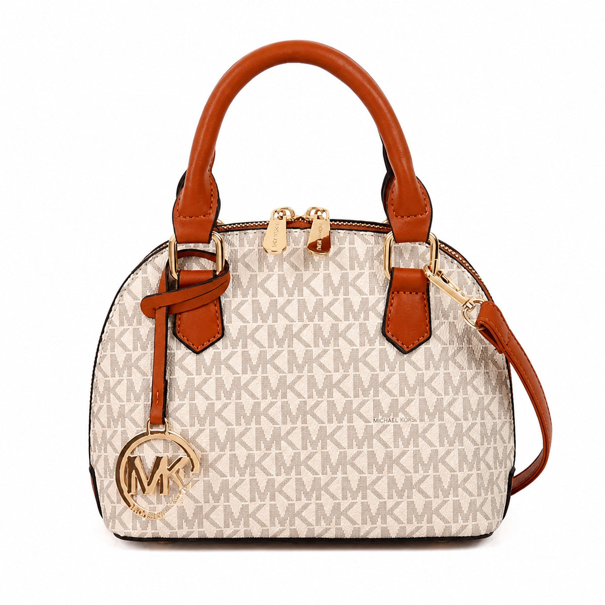 Structured Dome Satchel with Top Handles and Removable Crossbody Strap