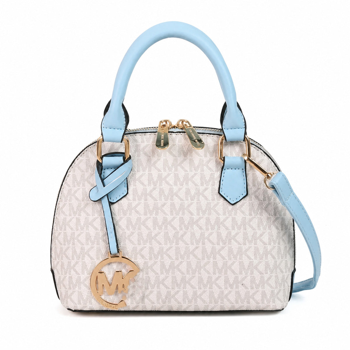 Structured Dome Satchel with Top Handles and Removable Crossbody Strap