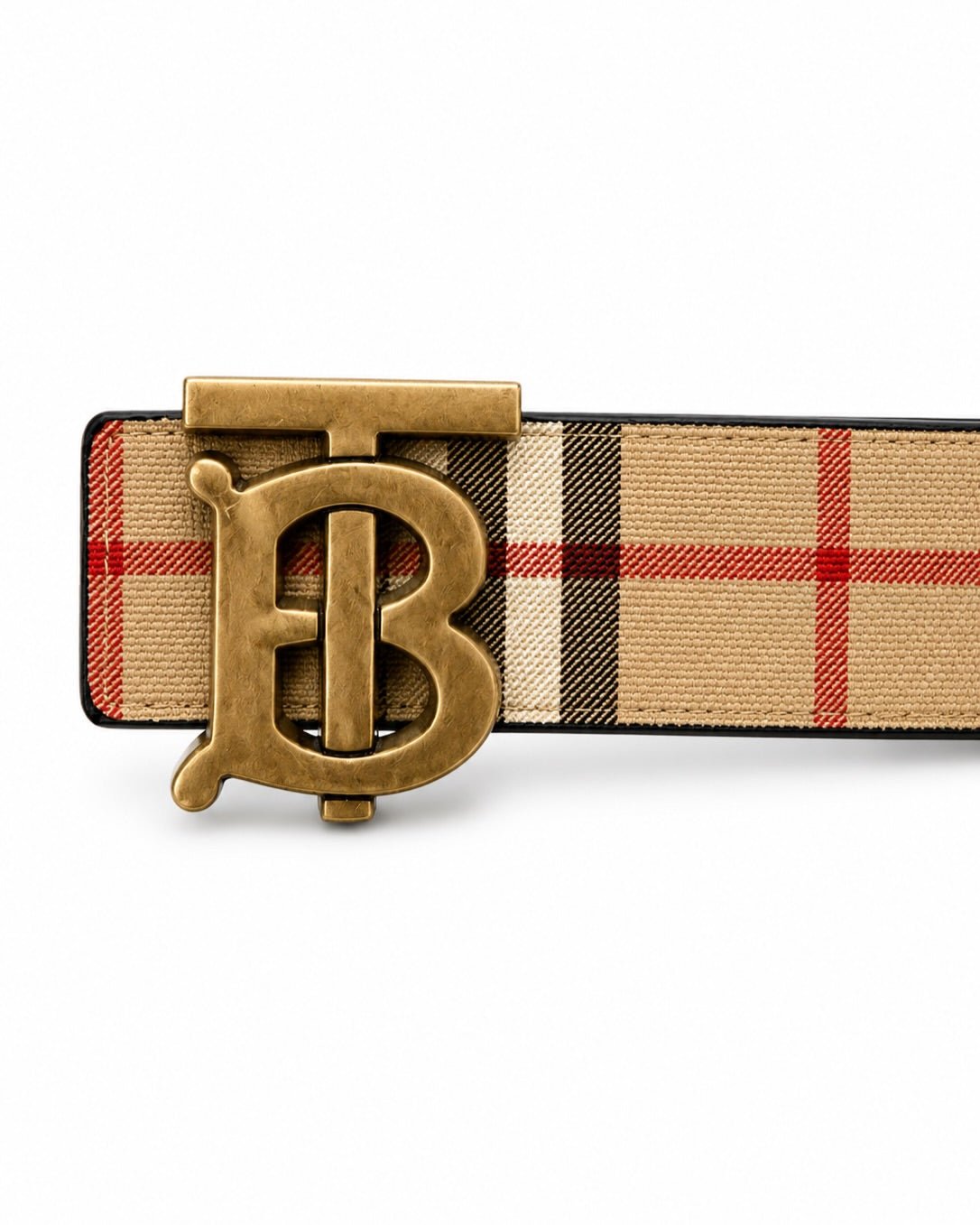 Check Pattern Belt with Oversized Buckle