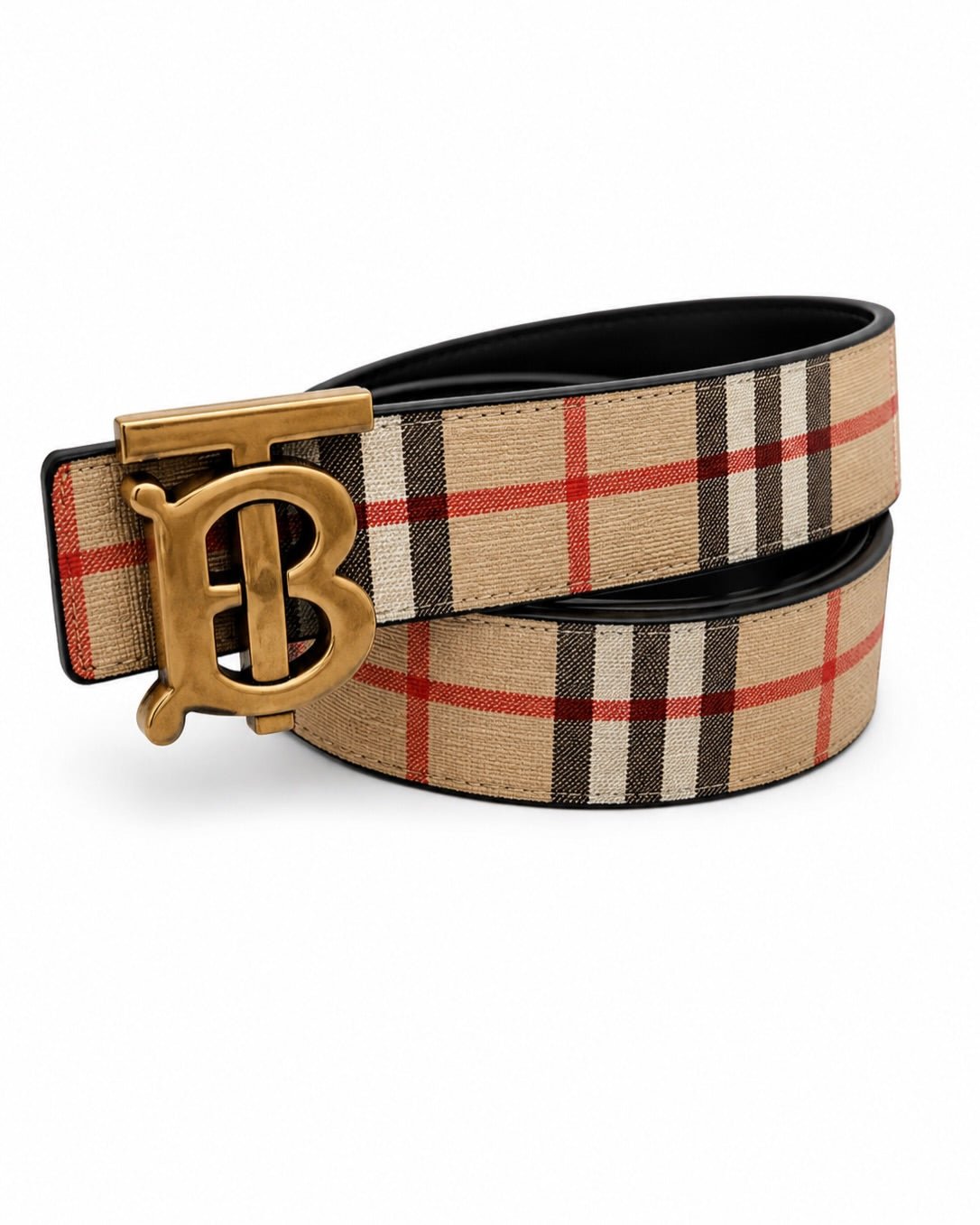 Check Pattern Belt with Oversized Buckle