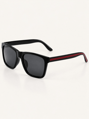 Rectangular Sunglasses with Thick Frames and Temple Stripe