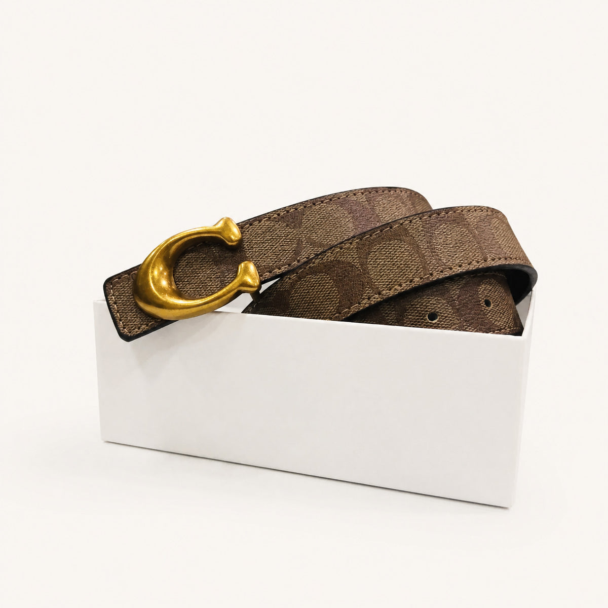 Women's Patterned Adjustable Belt with Oversized Curved Buckle